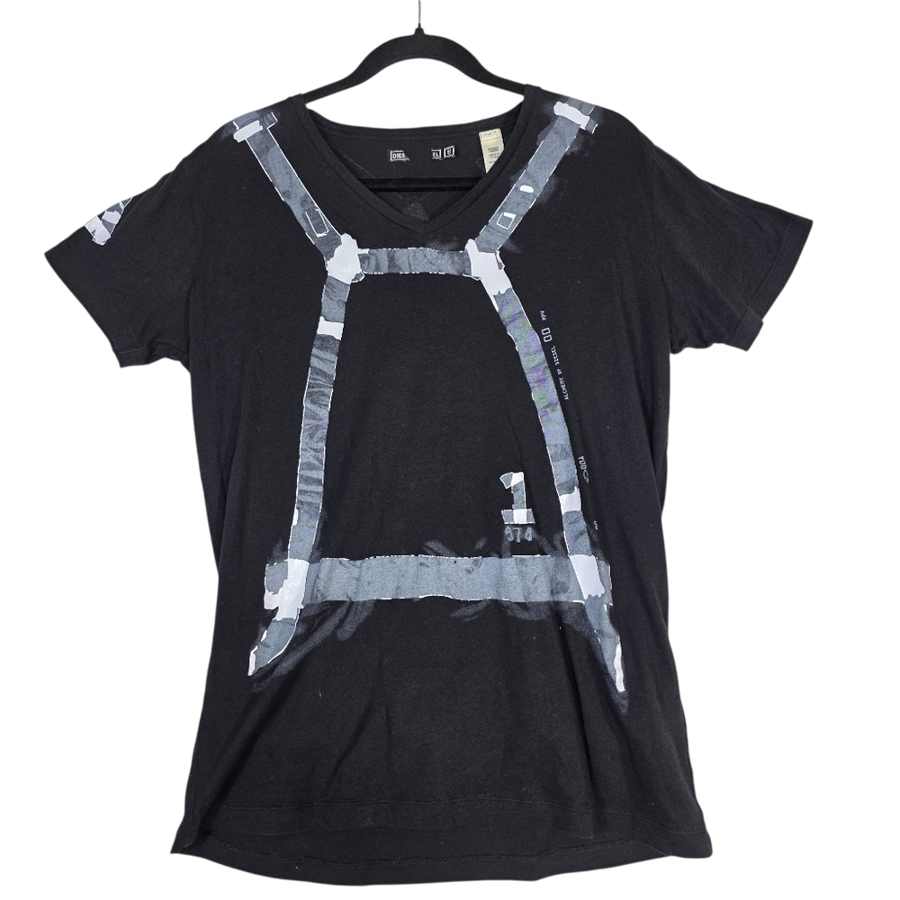 Diesel cotton V neck Black Graphic T-Shirt